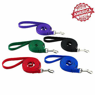 Nylon Dog Leash Pet Training Leads -3/4" X 4ft To 40ft - Many Colors Made In Usa