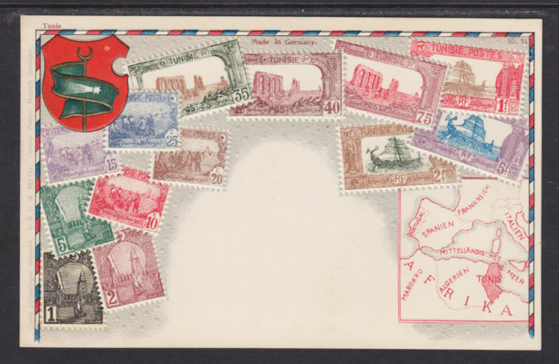 Zieher #71 Unused Ppc. Stamps Of Tunisia, Embossed