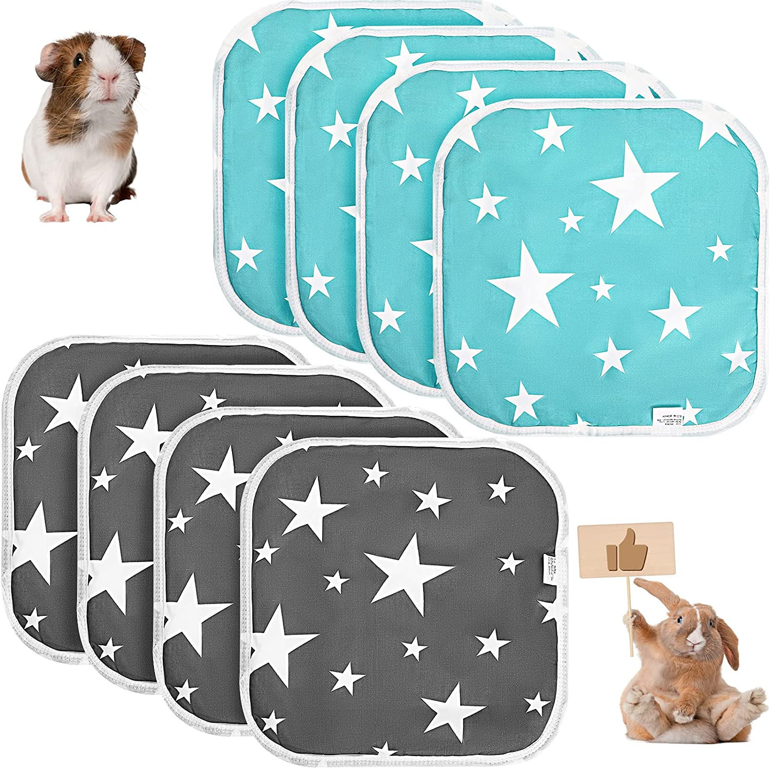 8 Pieces Guinea Pig Cage Liners Washable And Reusable Small Animal Pee Pads Pet