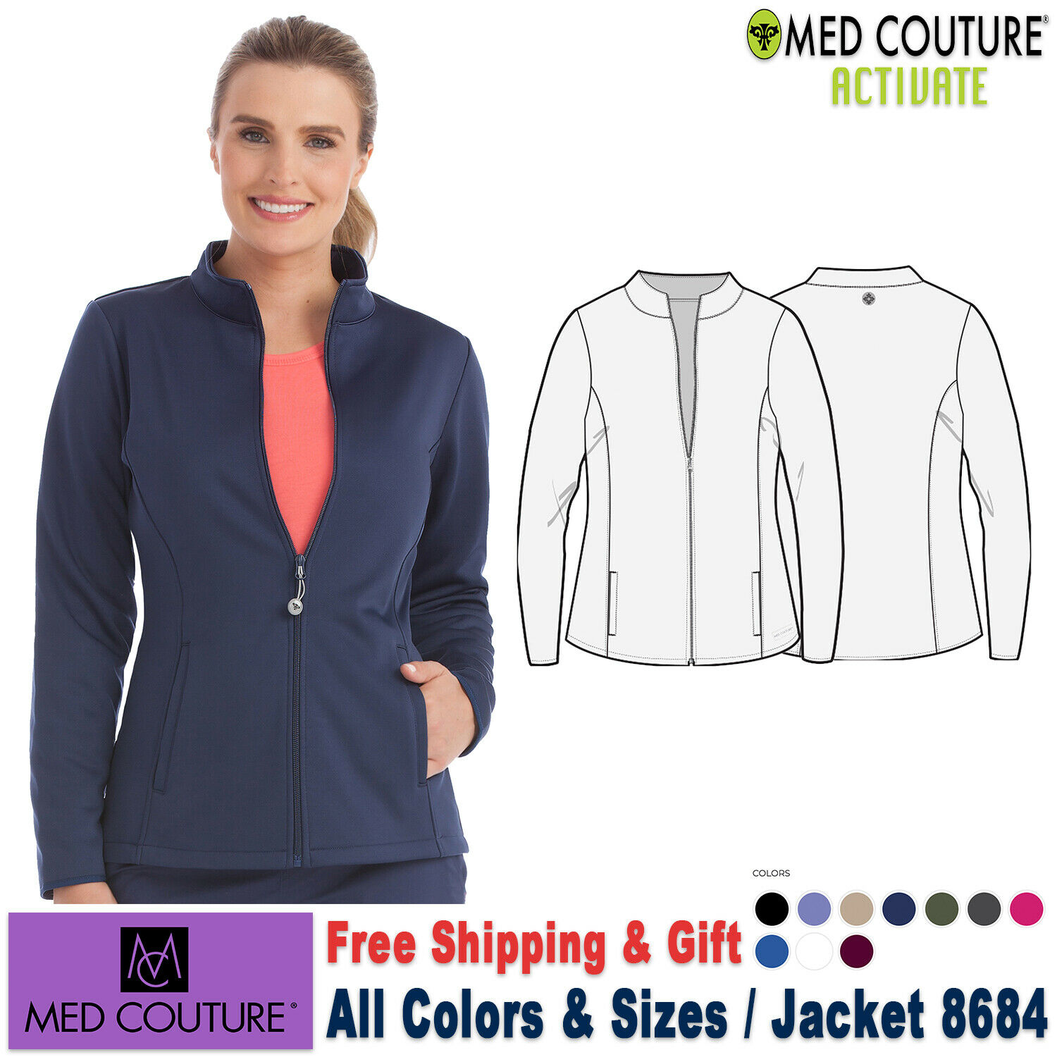 Med Couture Scrub ACTIVATE Women's Performance Fleece Jacket 8684