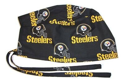 Surgical Scrub Hat Cap with Pittsburgh Steelers NFL Fabric Nurse Chemo ER Skull