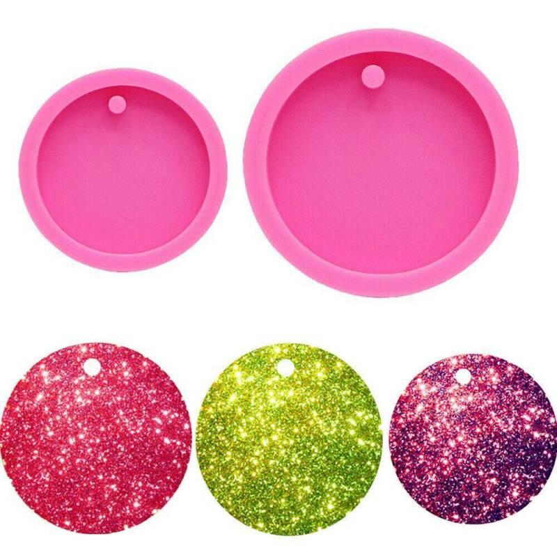 Shiny DIY Round Silicone Pink Mould Epoxy Resin Mold Keychain Pendant Creative