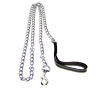 2.0 MM X 72 H-D Chrome Chain Dog Pet Leash w/ Black Leather Strap Strong Holding