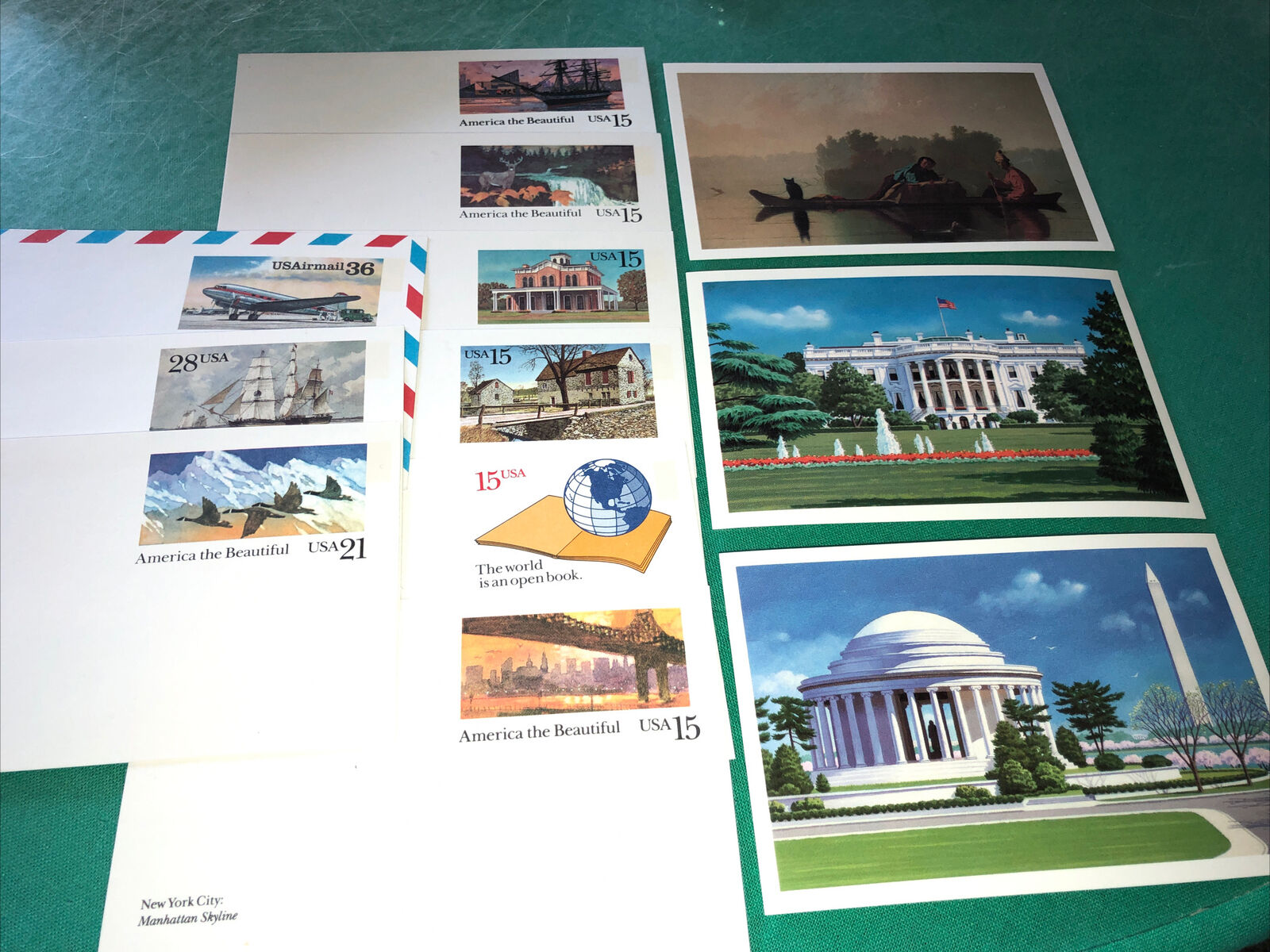 Collection of Twelve Vintage USPS Stamped Postcards Uncirculated